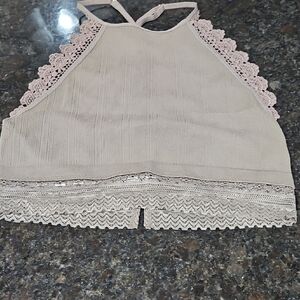 Lace Trim Beige Bralette